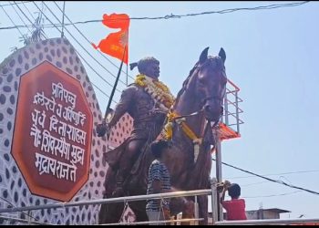 गोंदिया शहरात १४ फुट उंच शिवाजी महाराजांच्या मूर्तीची करण्यात आली प्राणप्रतिष्ठा..